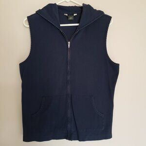 NEW Women's Eddie Bauer Navy Hooded Vest Size Large